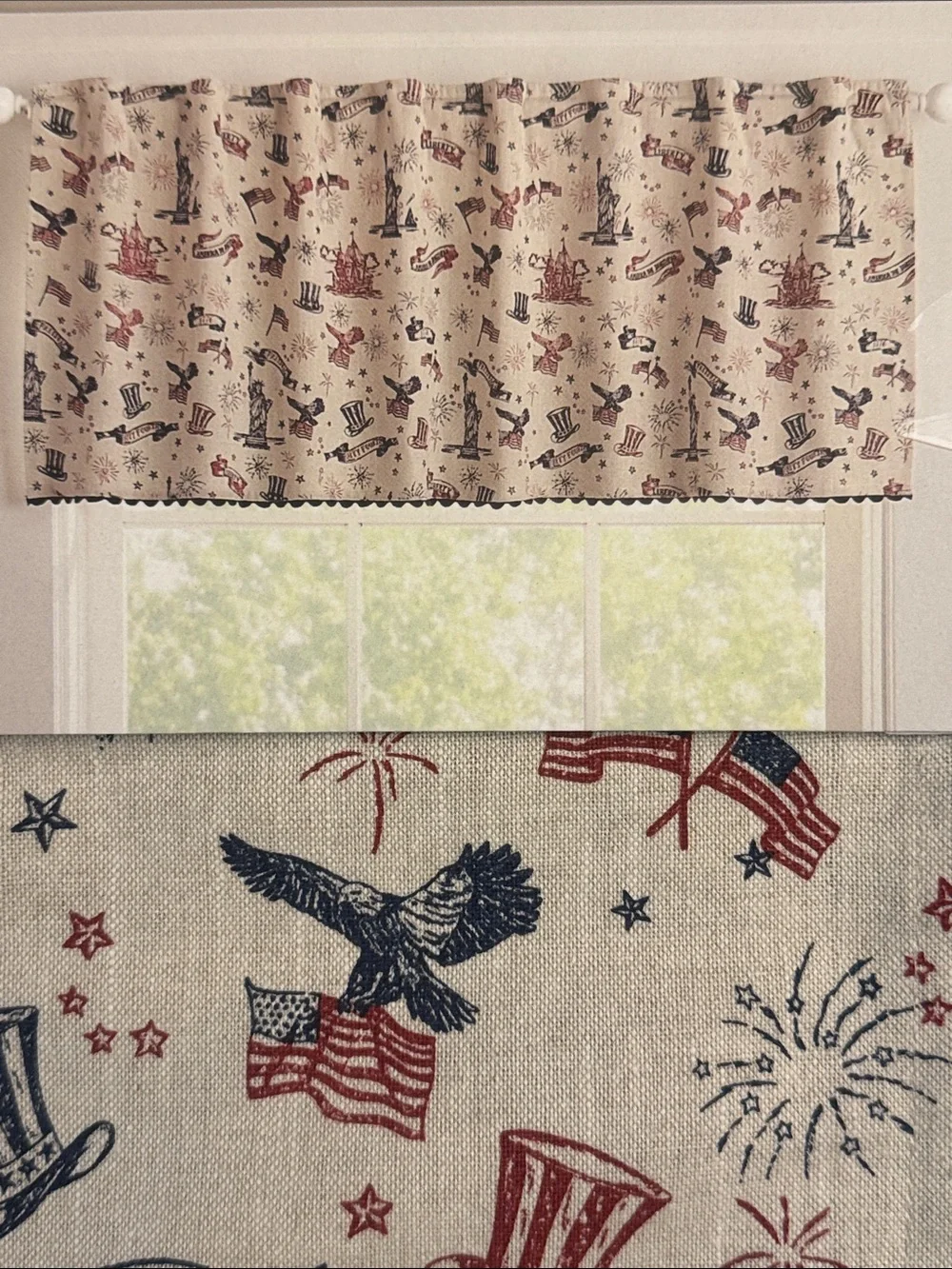 💥THE FARMHOUSE by Rachel Ashwell Patriotic Cotton Valance -Light Filtering